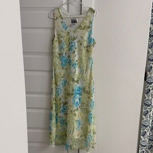 Sheri Martin Blue and Green Floral Maxi Dress